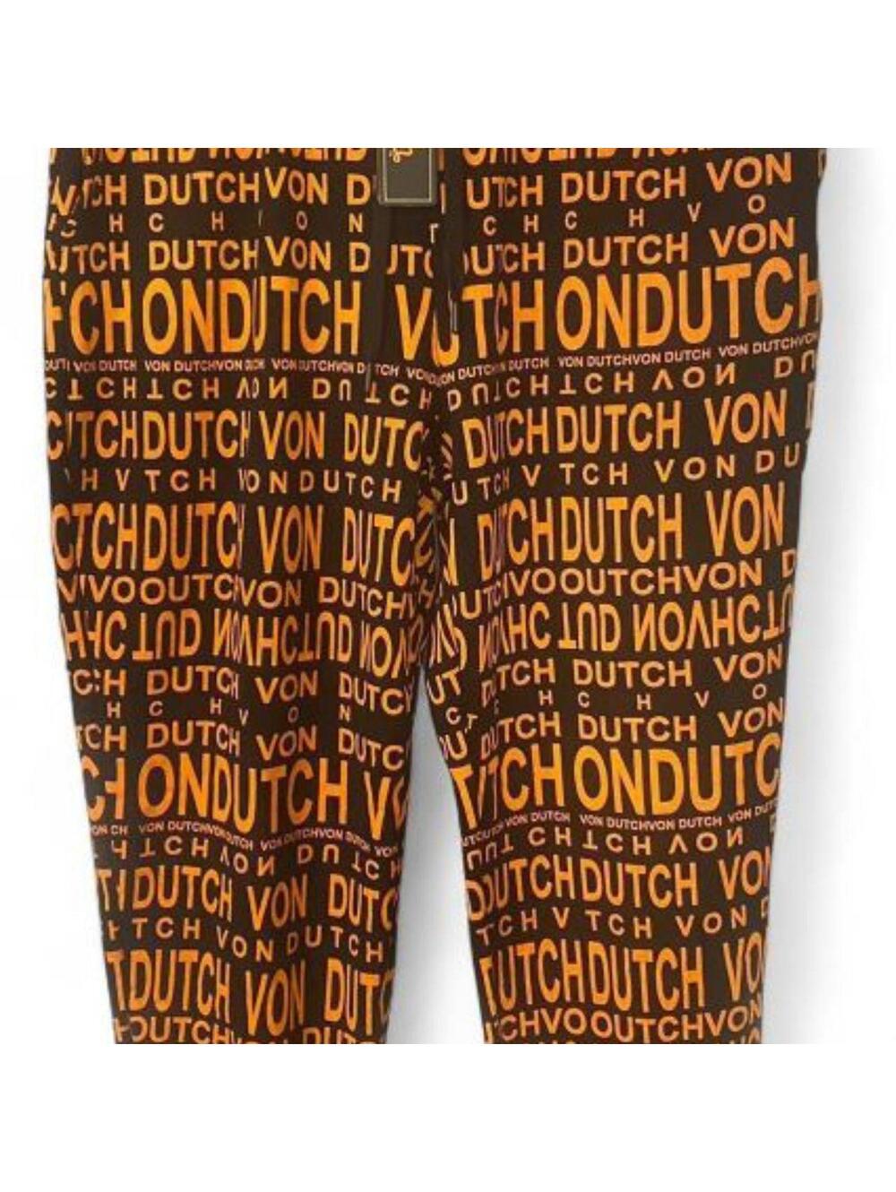 Von Dutch Men’s Orange and Black Joggers - Large